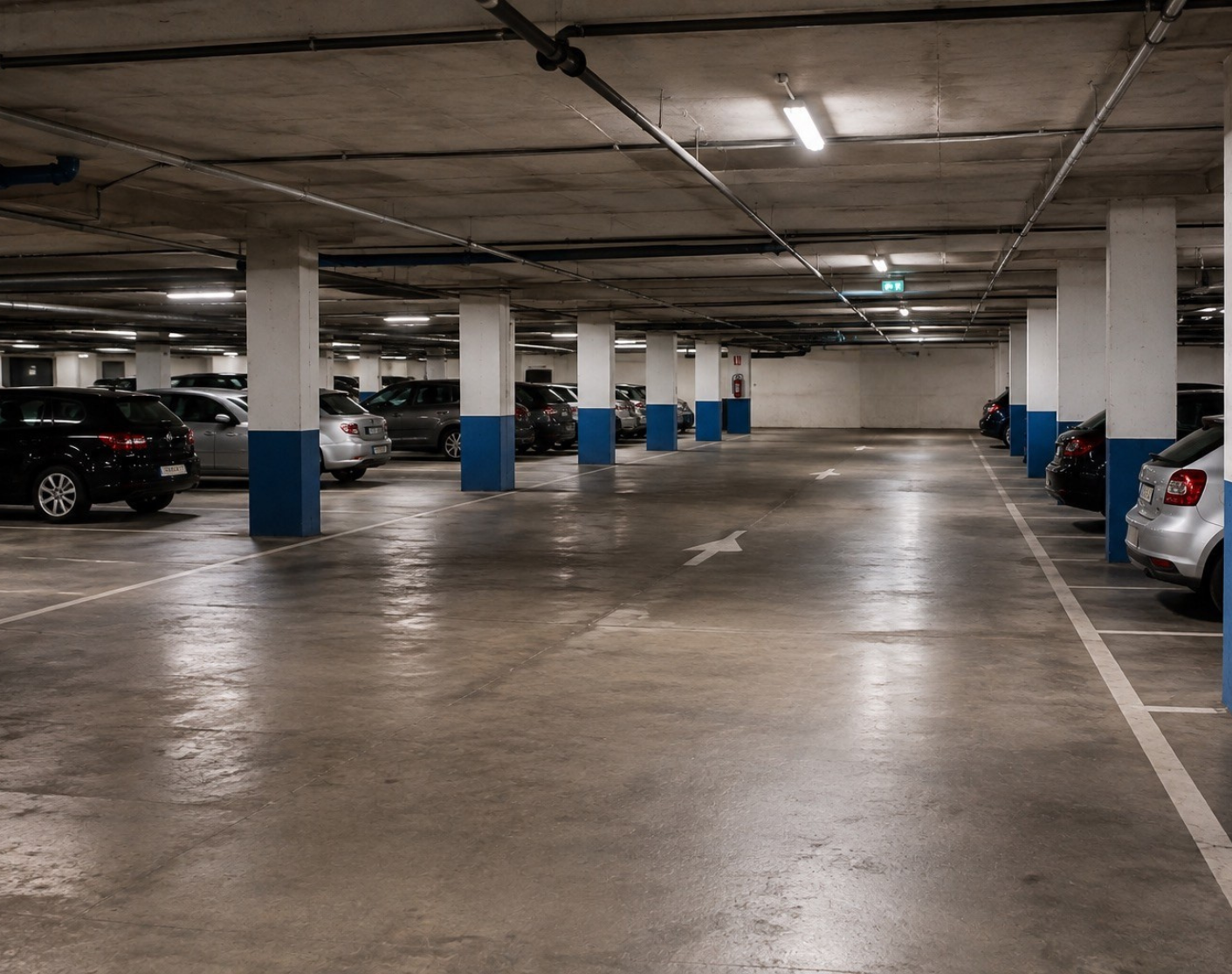 Parking souterrain propre après nettoyage